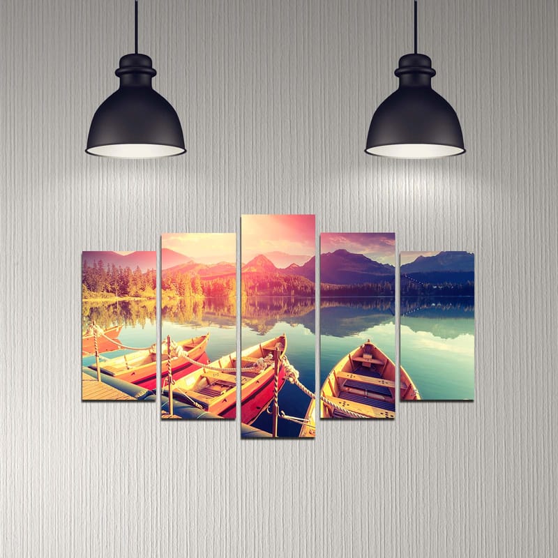 Dekorativ MDF-maling 5-Deler 20x60 cm - Flerfarget - Innredning - Bilder & kunst - Lerretsbilder