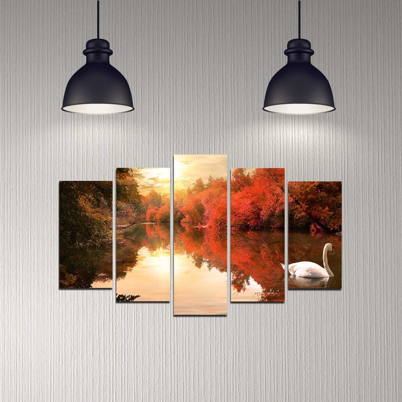 Dekorativ MDF-maling 5-Deler 20x60 cm - Flerfarget - Innredning - Bilder & kunst - Lerretsbilder