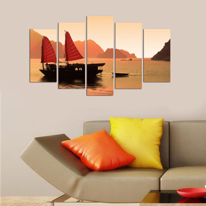 Dekorativ MDF-maling 5-Deler 20x60 cm - Flerfarget - Innredning - Bilder & kunst - Lerretsbilder