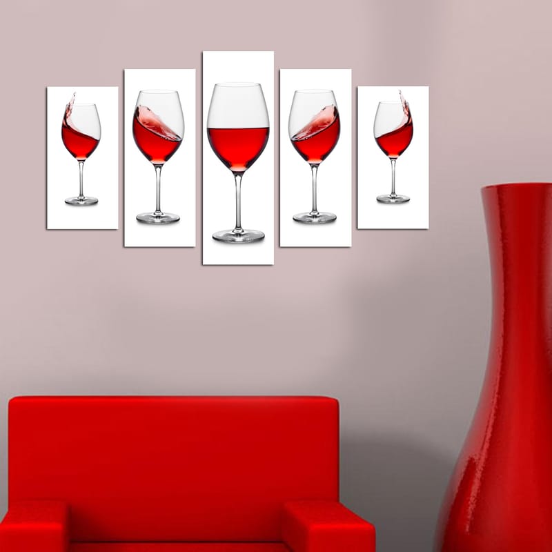 Dekorativ MDF-maling 5-Deler 20x60 cm - Flerfarget - Innredning - Bilder & kunst - Lerretsbilder