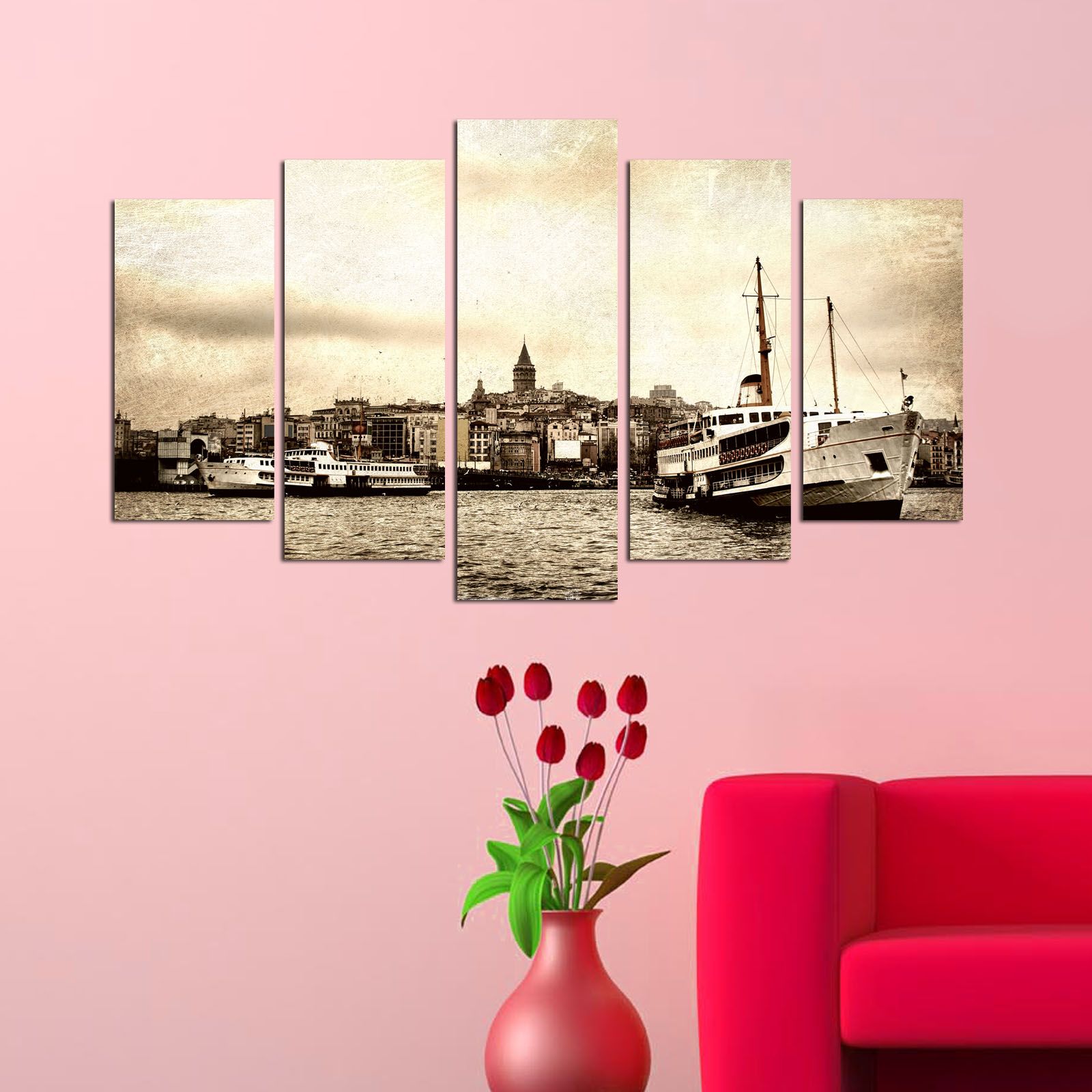 Dekorativ MDF-maling 5-Deler 20x60 cm - Flerfarget - Innredning - Bilder & kunst - Lerretsbilder