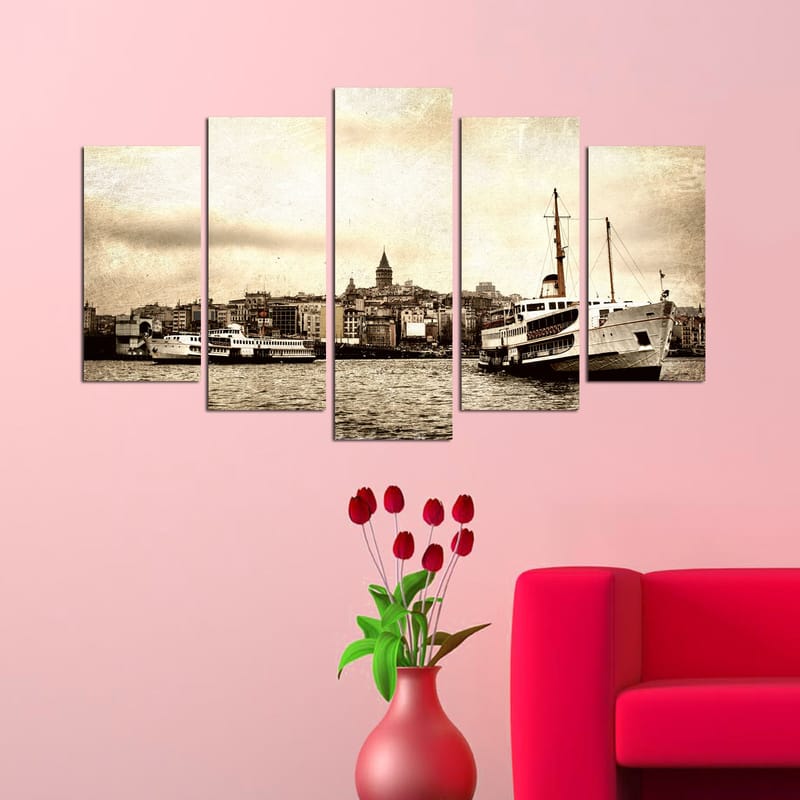 Dekorativ MDF-maling 5-Deler 20x60 cm - Flerfarget - Innredning - Bilder & kunst - Lerretsbilder