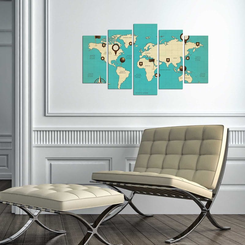 Dekorativ MDF-maling 5-Deler 20x60 cm - Flerfarget - Innredning - Bilder & kunst - Lerretsbilder