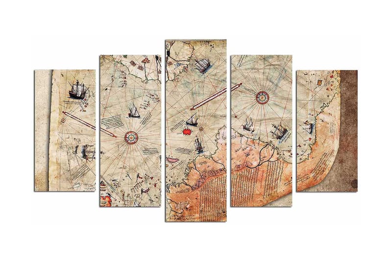 Dekorativ MDF-maling 5-Deler 20x60 cm - Flerfarget - Innredning - Bilder & kunst - Lerretsbilder