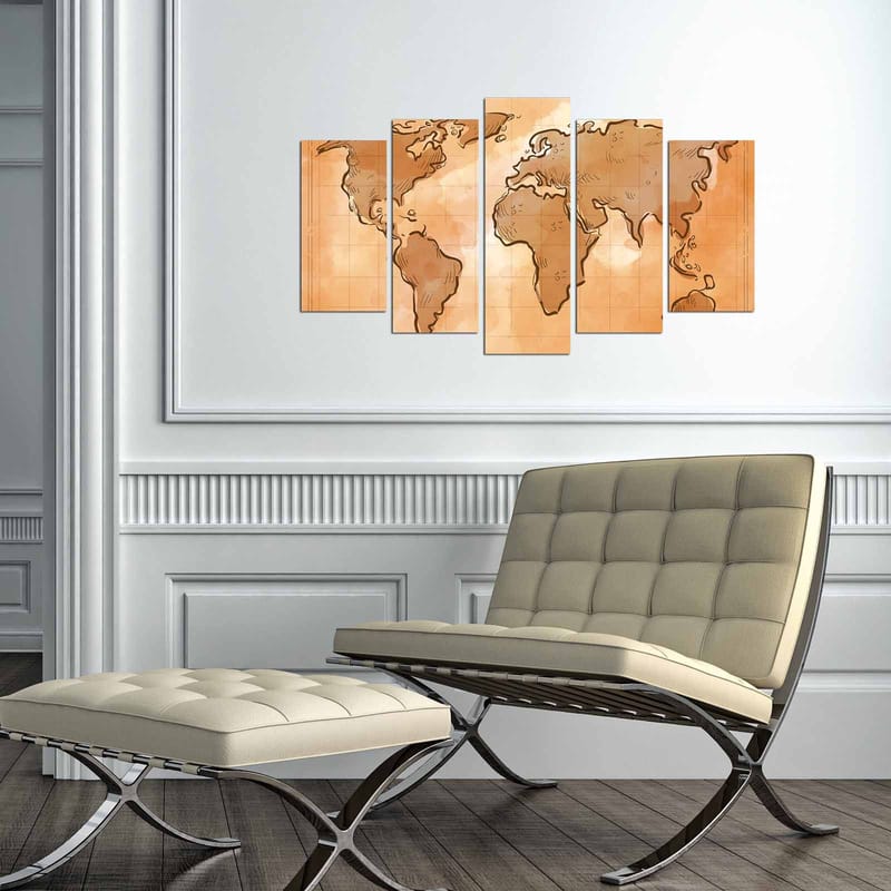 Dekorativ MDF-maling 5-Deler 20x60 cm - Flerfarget - Innredning - Bilder & kunst - Lerretsbilder