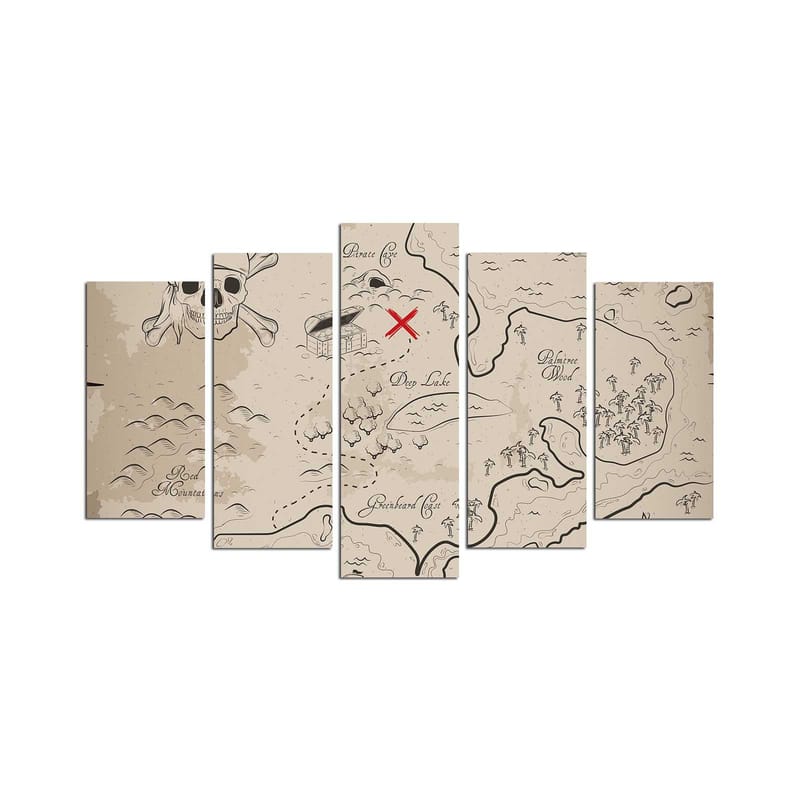 Dekorativ MDF-maling 5-Deler 20x60 cm - Flerfarget - Innredning - Bilder & kunst - Lerretsbilder