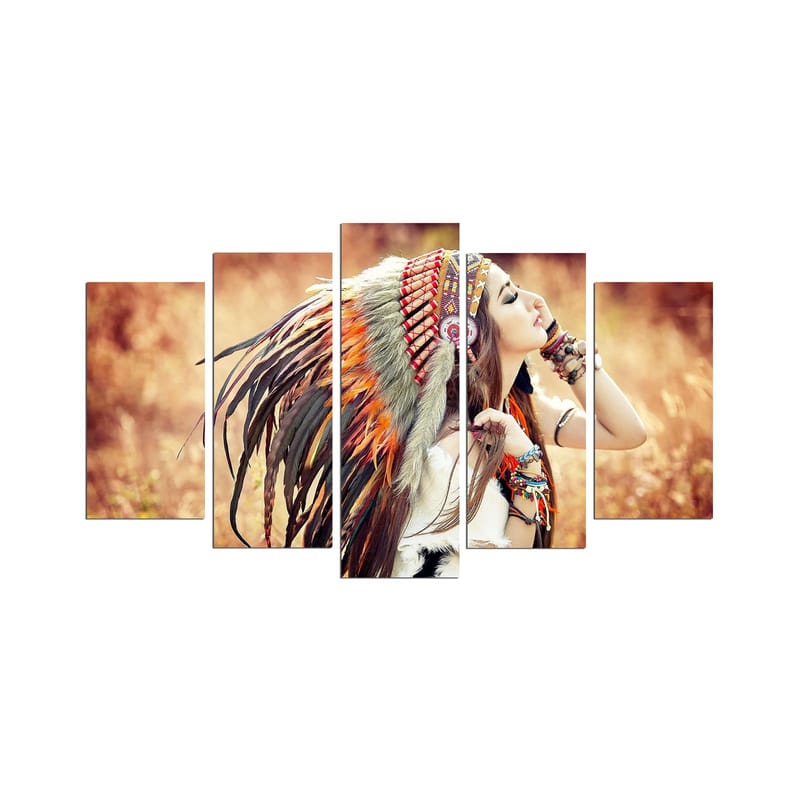 Dekorativ MDF-maling 5-Deler 20x60 cm - Flerfarget - Innredning - Bilder & kunst - Lerretsbilder