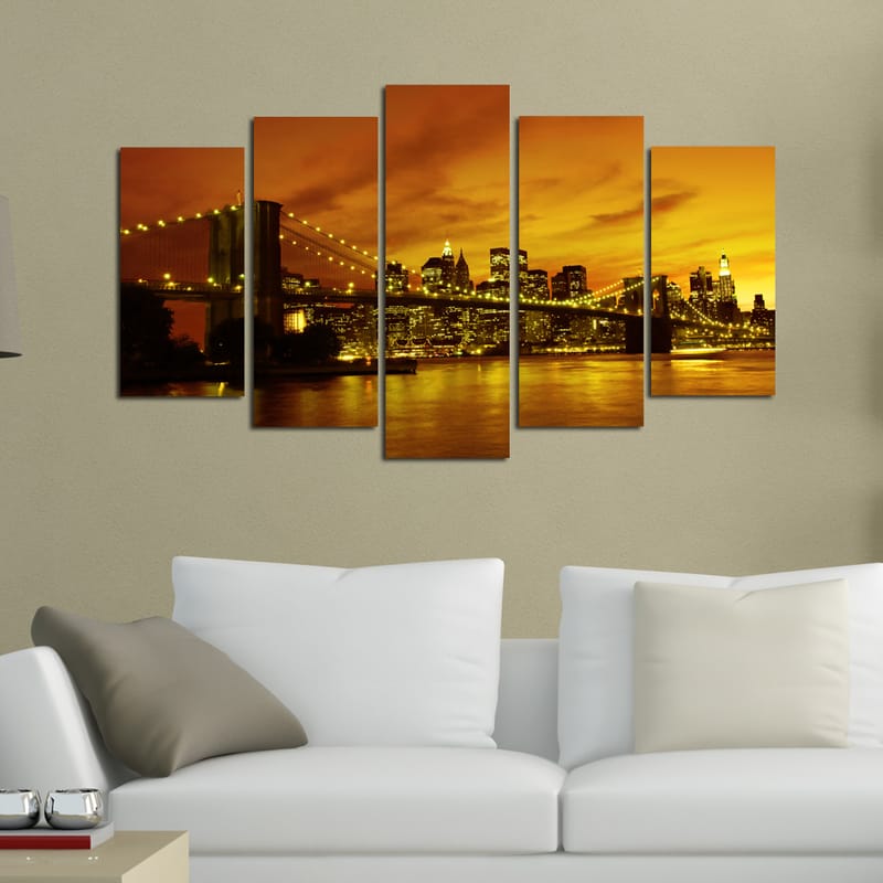 Dekorativ MDF-maling 5-Deler 20x60 cm - Flerfarget - Innredning - Bilder & kunst - Lerretsbilder