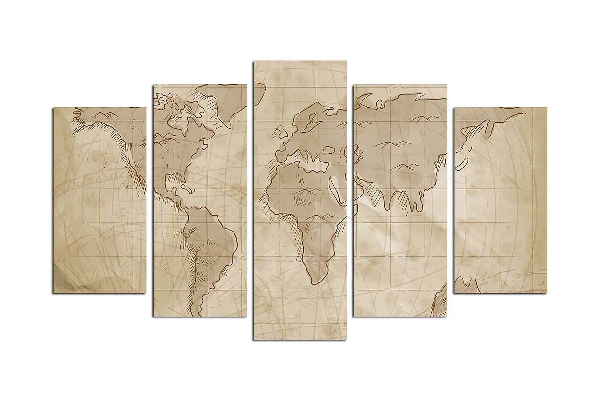 Dekorativ MDF-maling 5-Deler 20x60 cm - Flerfarget - Innredning - Bilder & kunst - Lerretsbilder