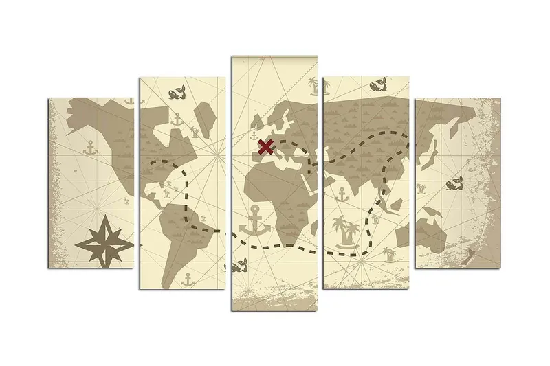 Dekorativ MDF-maling 5-Deler 20x60 cm, Flerfarget