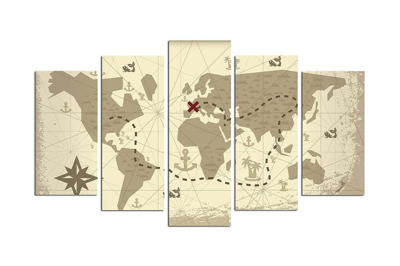 Dekorativ MDF-maling 5-Deler 20x60 cm, Flerfarget