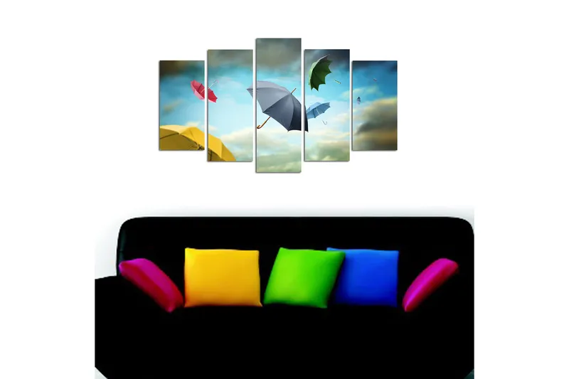 Dekorativ MDF-maling 5-Deler 20x60 cm - Flerfarget - Innredning - Bilder & kunst - Lerretsbilder