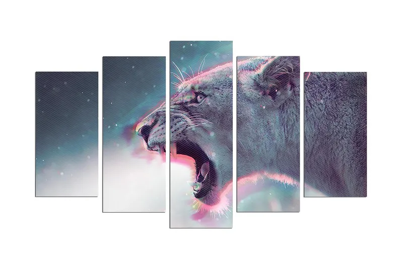 Dekorativ MDF-maling 5-Deler 20x60 cm, Flerfarget