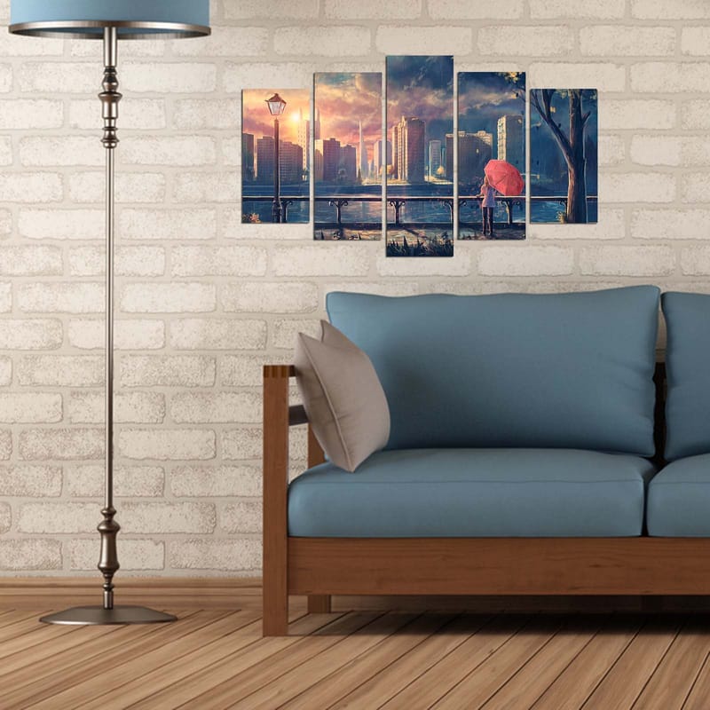 Dekorativ MDF-maling 5-Deler 20x60 cm - Flerfarget - Innredning - Bilder & kunst - Lerretsbilder