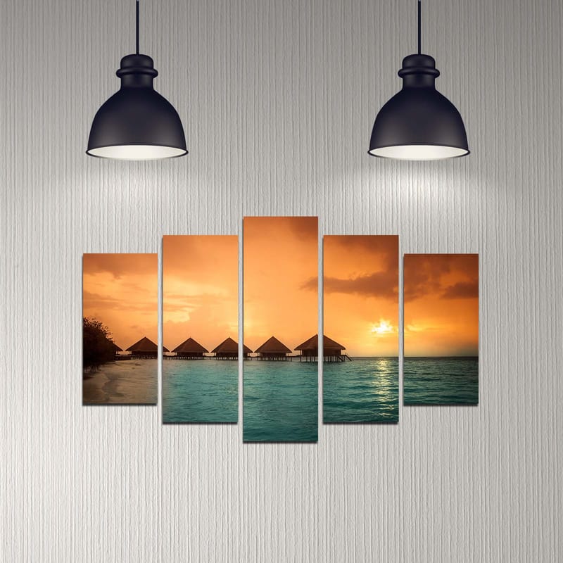 Dekorativ MDF-maling 5-Deler 20x60 cm - Flerfarget - Innredning - Bilder & kunst - Lerretsbilder