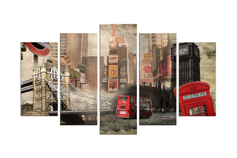 Dekorativ MDF-maling 5-Deler 20x60 cm, Flerfarget