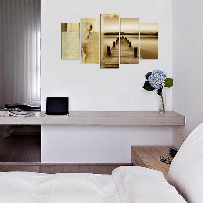 Dekorativ MDF-maling 5-Deler 20x60 cm - Flerfarget - Innredning - Bilder & kunst - Lerretsbilder