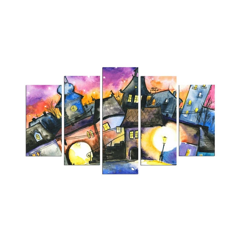 Dekorativ MDF-maling 5-Deler 20x60 cm, Flerfarget