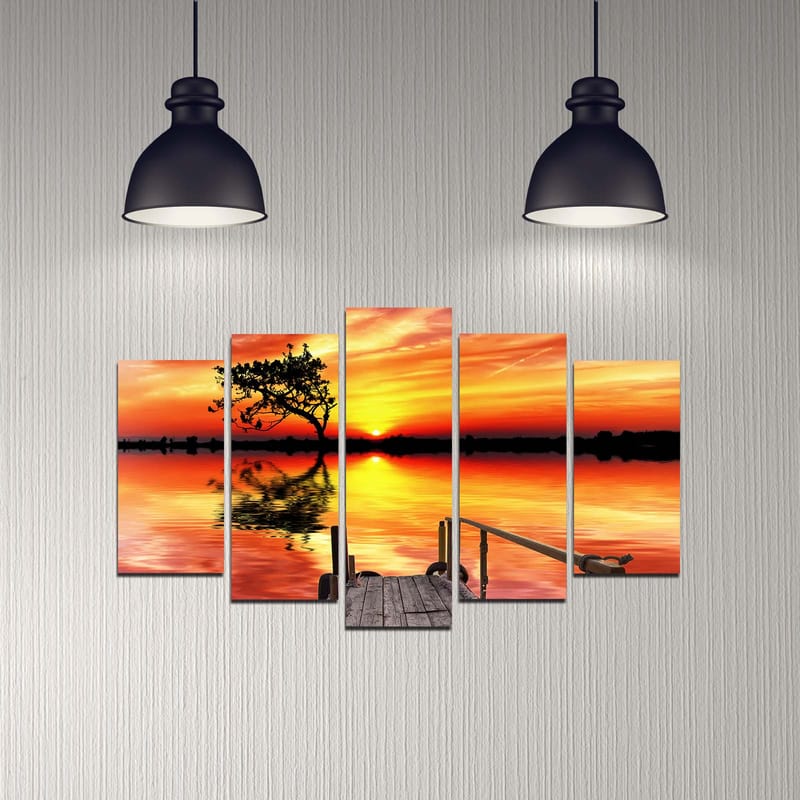 Dekorativ MDF-maling 5-Deler 20x60 cm - Flerfarget - Innredning - Bilder & kunst - Lerretsbilder