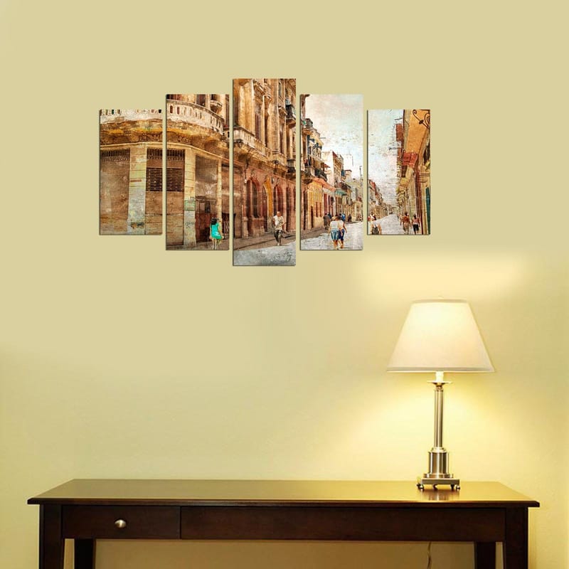 Dekorativ MDF-maling 5-Deler 20x60 cm - Flerfarget - Innredning - Bilder & kunst - Lerretsbilder