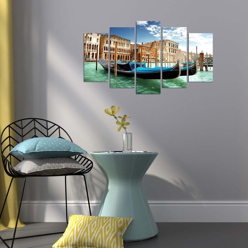 Dekorativ MDF-maling 5-Deler 20x60 cm - Flerfarget - Innredning - Bilder & kunst - Lerretsbilder