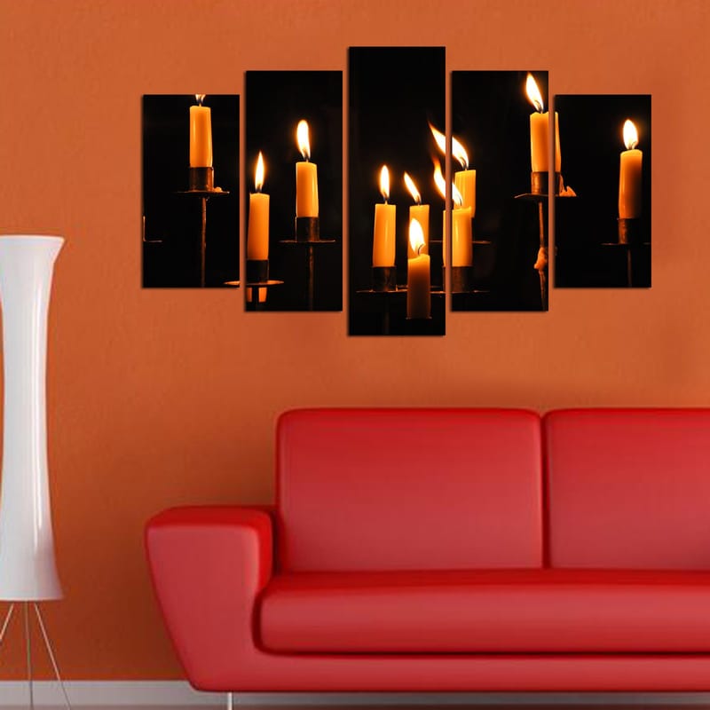 Dekorativ MDF-maling 5-Deler 20x60 cm - Flerfarget - Innredning - Bilder & kunst - Lerretsbilder