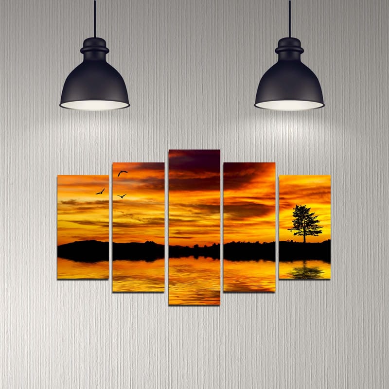 Dekorativ MDF-maling 5-Deler 20x60 cm - Flerfarget - Innredning - Bilder & kunst - Lerretsbilder