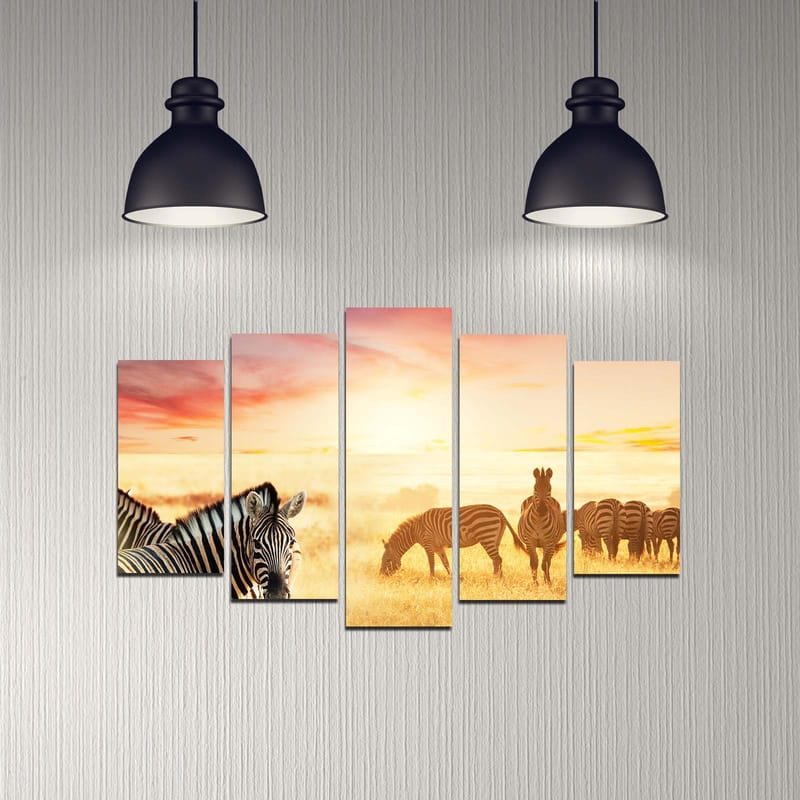 Dekorativ MDF-maling 5-Deler 20x60 cm - Flerfarget - Innredning - Bilder & kunst - Lerretsbilder