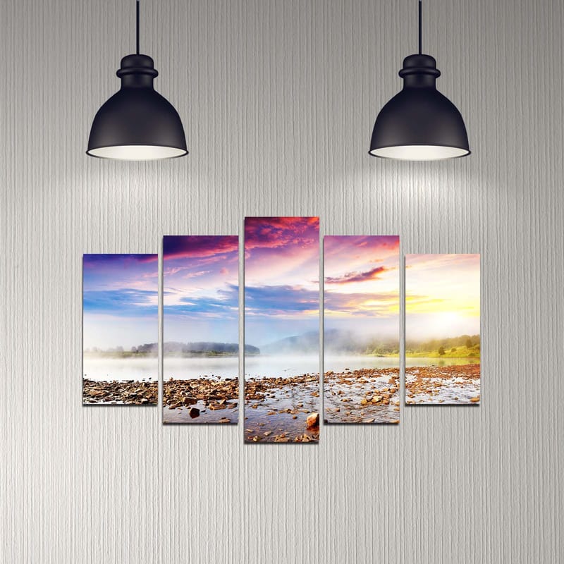 Dekorativ MDF-maling 5-Deler 20x60 cm - Flerfarget - Innredning - Bilder & kunst - Lerretsbilder