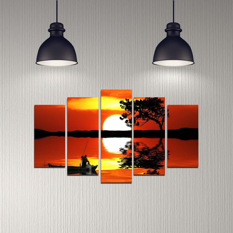 Dekorativ MDF-maling 5-Deler 20x60 cm - Flerfarget - Innredning - Bilder & kunst - Lerretsbilder