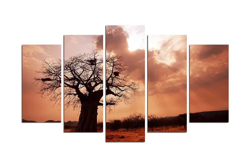 Dekorativ MDF-maling 5-Deler 20x60 cm, Flerfarget