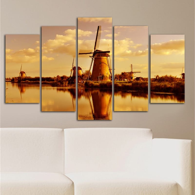 Dekorativ MDF-maling 5-Deler 20x60 cm - Flerfarget - Innredning - Bilder & kunst - Lerretsbilder