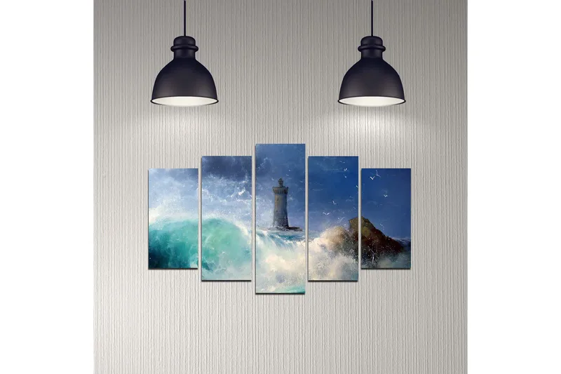 Dekorativ MDF-maling 5-Deler 20x60 cm - Flerfarget - Innredning - Bilder & kunst - Lerretsbilder