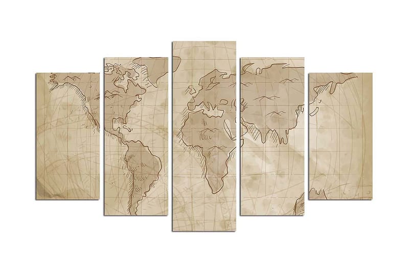 Dekorativ MDF-maling 5-Deler 20x60 cm, Flerfarget