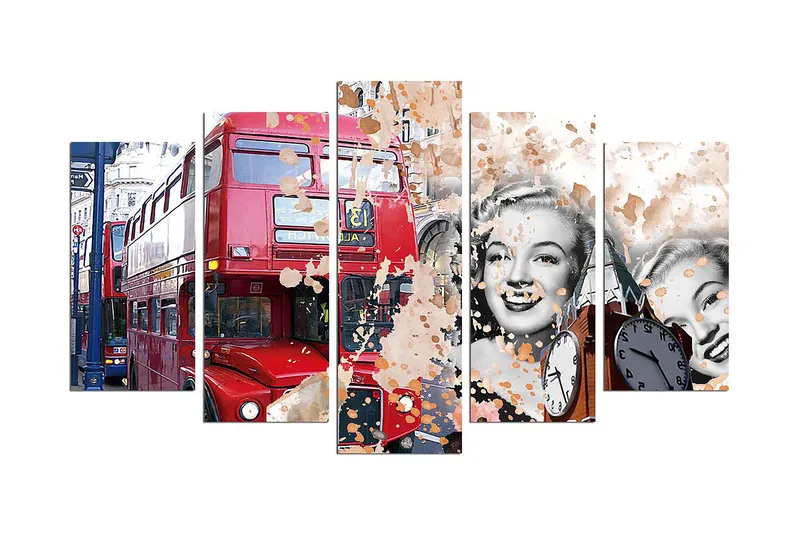 Dekorativ MDF-maling 5-Deler 20x60 cm, Flerfarget