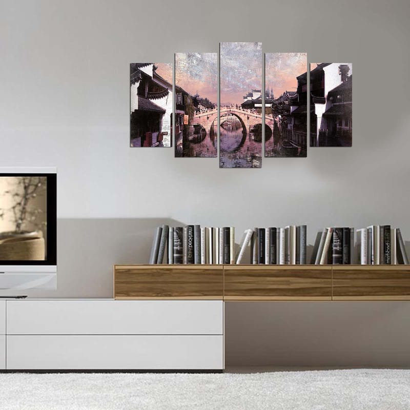 Dekorativ MDF-maling 5-Deler 20x60 cm - Flerfarget - Innredning - Bilder & kunst - Lerretsbilder