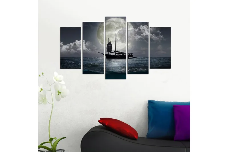 Dekorativ MDF-maling 5-Deler 20x60 cm - Flerfarget - Innredning - Bilder & kunst - Lerretsbilder