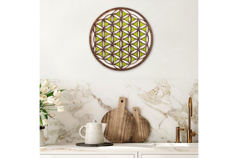 Geometric Canvasbilde - Grønn/Brun/Hvit - Innredning - Bilder & kunst - Lerretsbilder