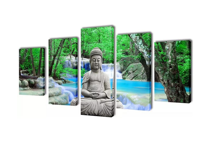 Kanvas Flerdelt Veggdekorasjon Buddha 200 x 100 cm - Innredning - Bilder & kunst - Lerretsbilder