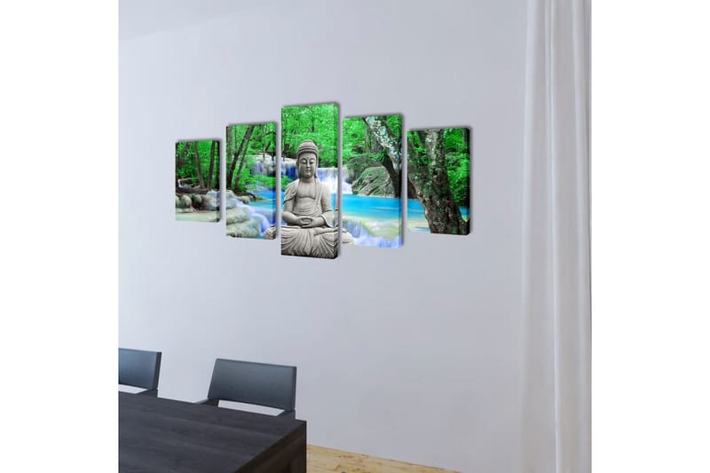 Kanvas Flerdelt Veggdekorasjon Buddha 200 x 100 cm - Innredning - Bilder & kunst - Lerretsbilder