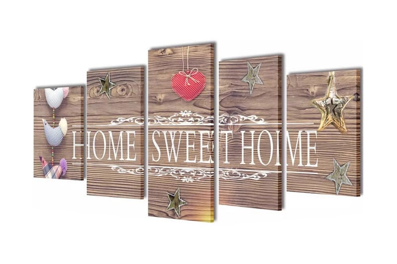 Kanvas Flerdelt Veggdekorasjon Home Sweet Home Design 100x50 - Innredning - Bilder & kunst - Lerretsbilder