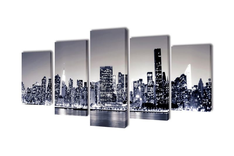 Kanvas Flerdelt Veggdekorasjon Monokrom New York Horisont 20 - Innredning - Bilder & kunst - Lerretsbilder