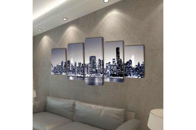Kanvas Flerdelt Veggdekorasjon Monokrom New York Horisont 20 - Innredning - Bilder & kunst - Lerretsbilder