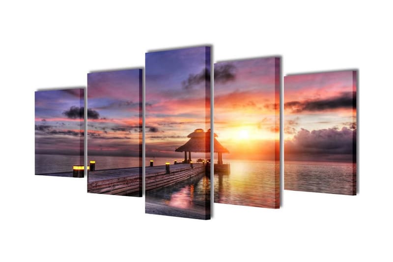 Kanvas Flerdelt Veggdekorasjon Strand Paviljong 200x100cm - Innredning - Bilder & kunst - Lerretsbilder