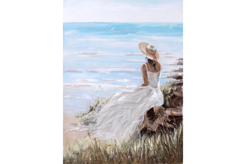 Lady On The Beach Oljemaleri 90x120 cm, undefined