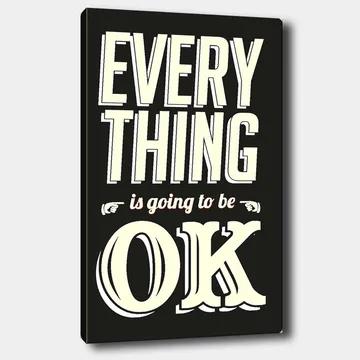 Lerret 70x100 cm - Inspirerende typografisk kunst med budskapet Everything is going to be OK - Svart / Off-white / Rød - Innredning - Bilder & kunst - Lerretsbilder