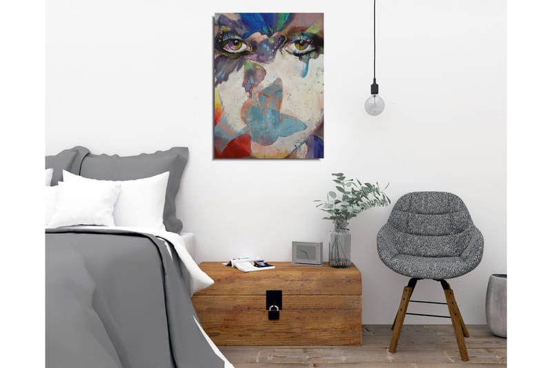 Lerretsbilde - Øyne med abstrakte fargetoner og drømmende bakgrunn - Grønn / Blå / Rosa - Innredning - Bilder & kunst - Lerretsbilder