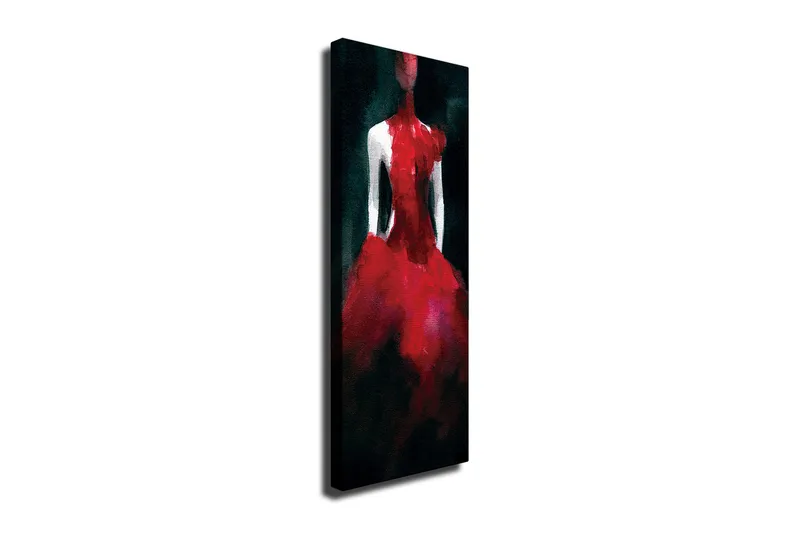 Lerretsbilde 30x80 cm - Elegant kjole i rød nyanse, Rød / Svart