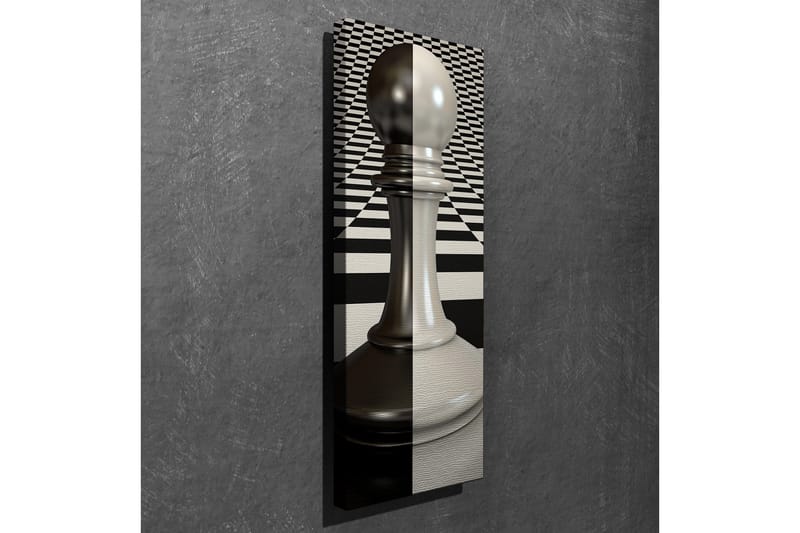 Lerretsbilde 30x80 cm - Skulptur av en sjakkbrikke i perspektiv - Grå / Svart / Hvit - Innredning - Bilder & kunst - Lerretsbilder