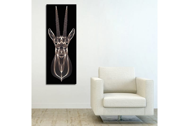 Lerretsbilde 30x80 cm - Stilisert bilde av en antilope med detaljerte linjer - Svart / Grå / Hvit - Innredning - Bilder & kunst - Lerretsbilder